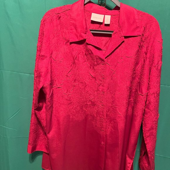 Chico's Red crinkled Blouse - Picture 1 of 4